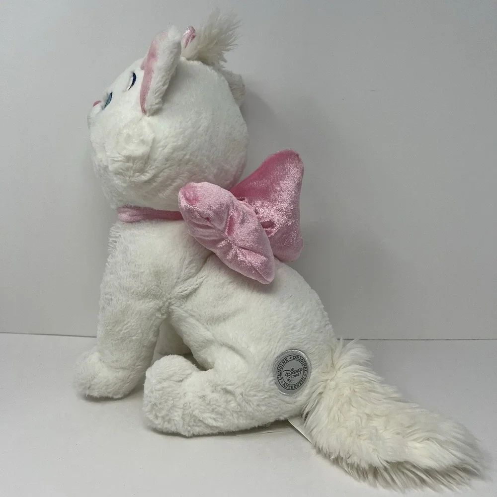 Genuine Disney Aristocats Marie White Cat Plush with Pink Bow Stuffed Animal